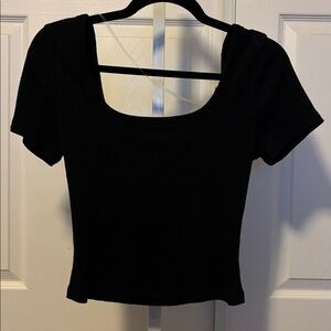 NWT Black Ribbed Short Sleeve Top